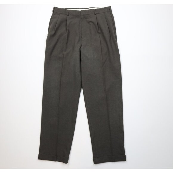 Vintage 90s Streetwear Mens 34x32 Faded Knit Wide Leg Chino Pants Trousers Green